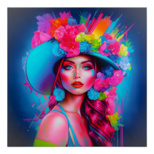 Pôster Neon Fantasy Floral Retrato