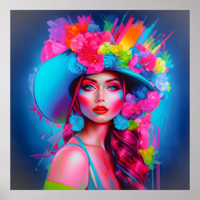 Poster Neon Fantasy Floral Retrato (Frente)