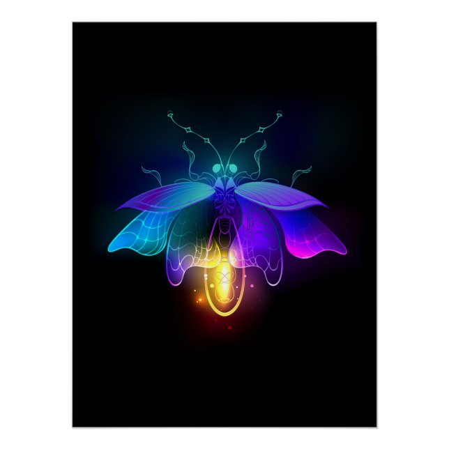 Pôster Neon Firefly a preto (Frente)