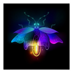 Pôster Neon Firefly a preto