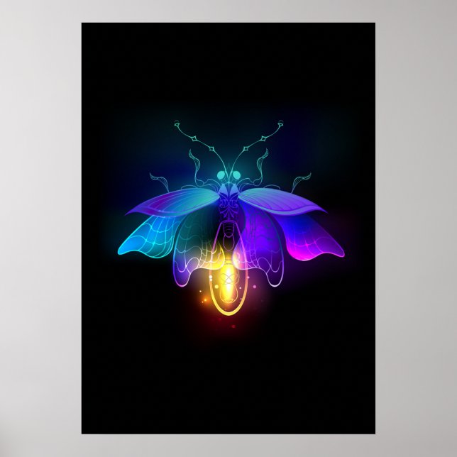 Poster Neon Firefly a preto (Frente)