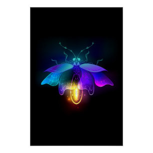 Pôster Neon Firefly a preto