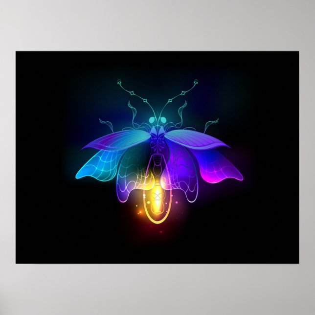 Poster Neon Firefly a preto (Frente)