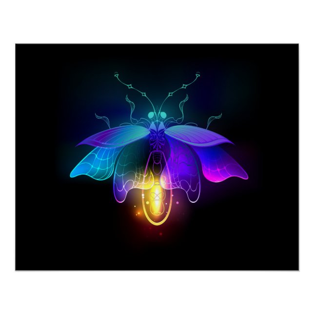 Pôster Neon Firefly a preto (Frente)