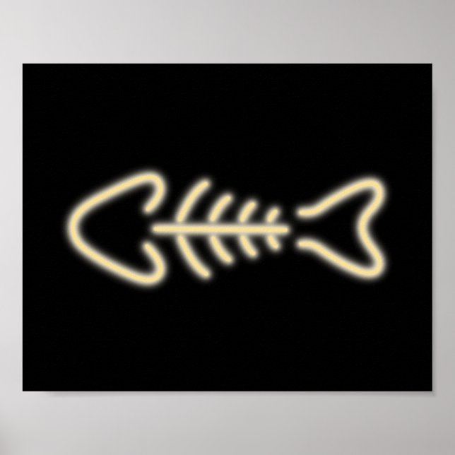 Pôster Neon Fish Bones (Frente)
