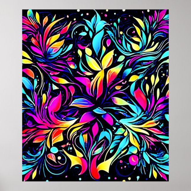 Poster Neon Floral Burst Art (Frente)