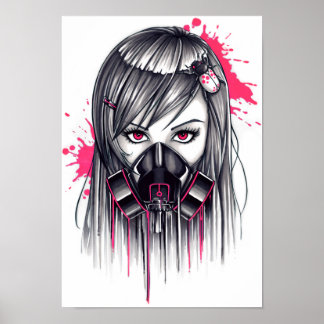 Pôster Neon Gas Mask Girl