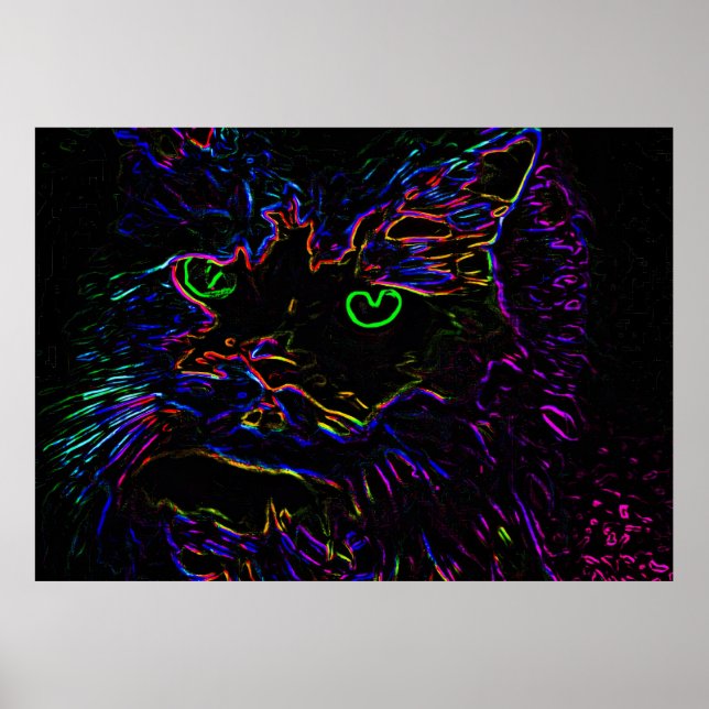 Poster Neon Glow Cat (Frente)