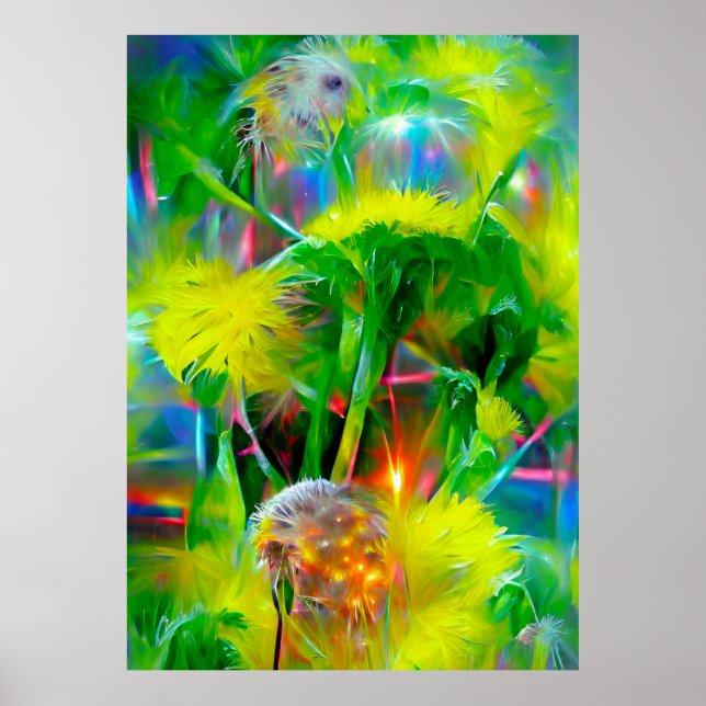 Poster Neon Glow Dandelions no Dream Garden (Frente)