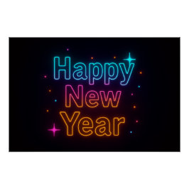 Pôster Neon Glow Gradient Typography Party Vibes Cool