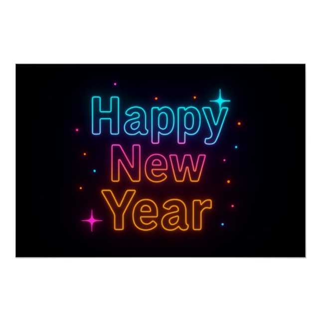 Pôster Neon Glow Gradient Typography Party Vibes Cool (Frente)