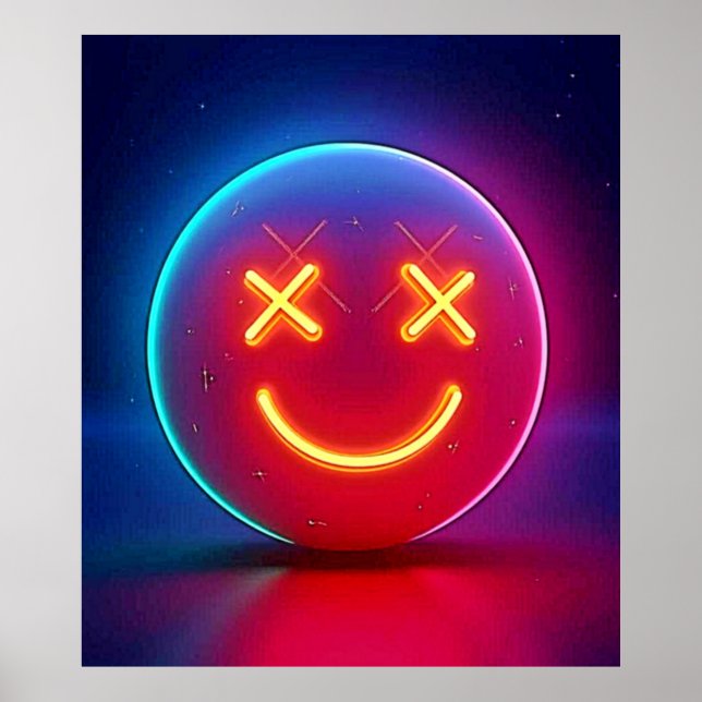 Poster Neon Glow Smiley face (Frente)
