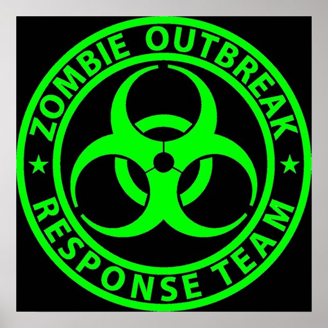 Pôster Neon Green da Equipe de Resposta a Surto Zombie (Frente)
