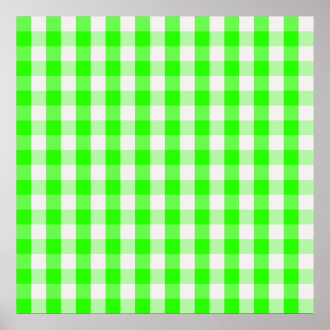 Pôster Neon Green Gingham Patterno de Shirley Taylor (Frente)