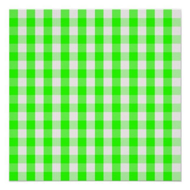 Pôster Neon Green Gingham Patterno de Shirley Taylor (Frente)