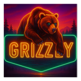 Pôster Neon Grizzly Poster
