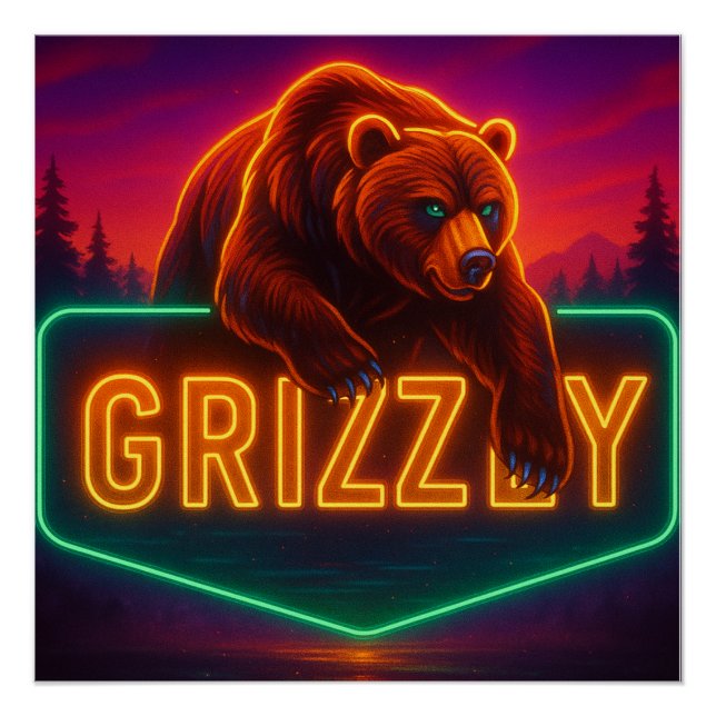 Pôster Neon Grizzly Poster (Frente)