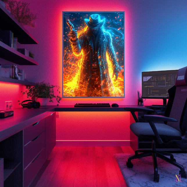 Poster Neon Gunslinger - Cyberpunk Outlaw do Ocidente (Criador carregado)