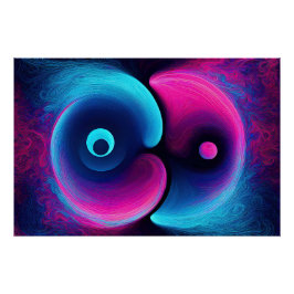 Pôster Neon Harmony: Uma Interpretação Moderna de Yin Yan