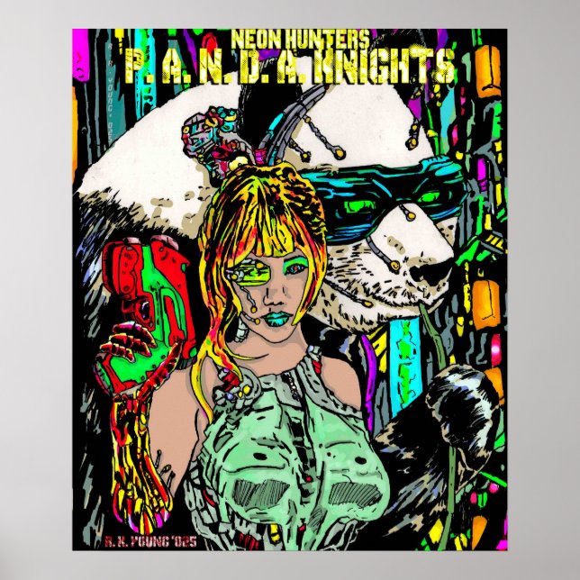 Poster Neon Hunters: P. A. N. D. A. Knights (Frente)