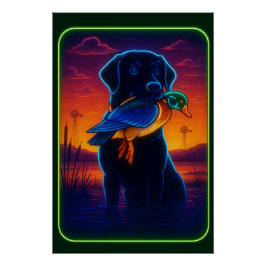 Pôster Neon Hunting Dog Poster