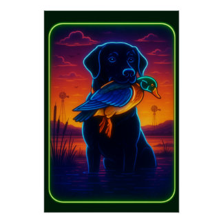 Pôster Neon Hunting Dog Poster