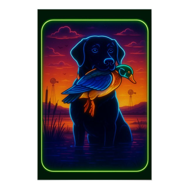 Pôster Neon Hunting Dog Poster (Frente)