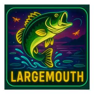 Pôster Neon Largemouth Bass Poster