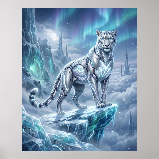 Poster Neon Leopardo-da-Nevada Geleira Spire (Frente)