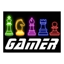 Neon Lights Gamer Chess Pieds Chess King