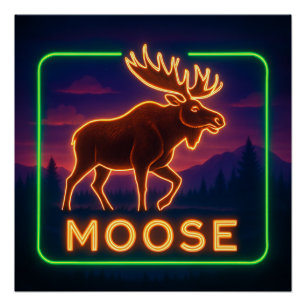 Pôster Neon Moose Poster