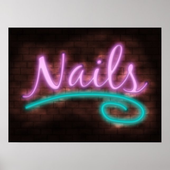 Pôster Neon Nails Sign (Frente)
