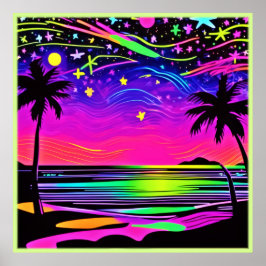 Poster Neon Night Beachscape
