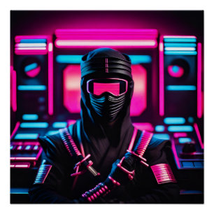 Pôster neon ninja
