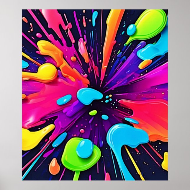 Poster Neon Paint Burst Art (Frente)