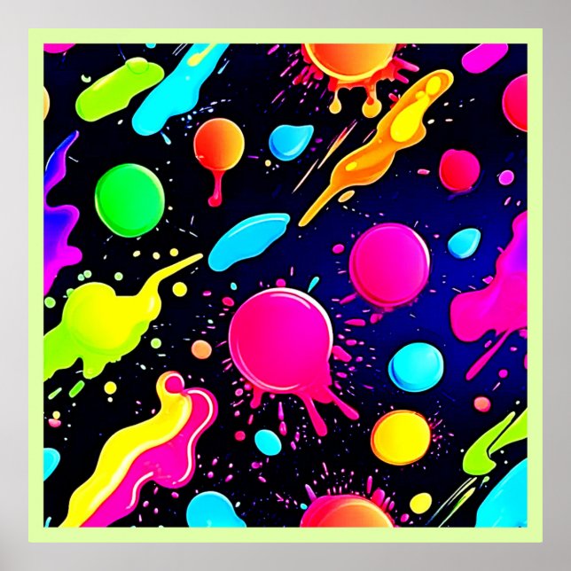 Poster Neon Paint Splatter Design (Frente)