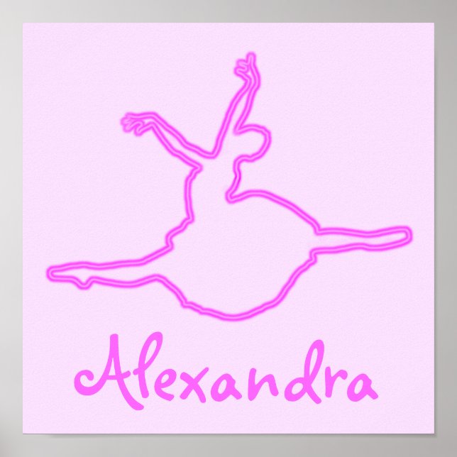 Poster Neon Pink Ballerina Personalizado bonito (Frente)