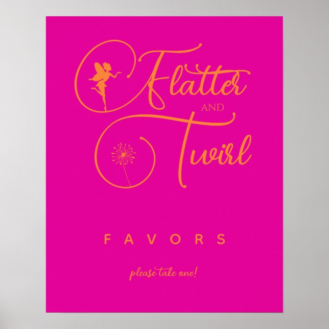 Poster Neon Pink Minimalist Fairy Favors (Frente)