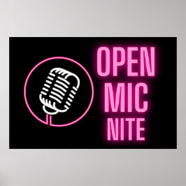 Poster Neon Pink Open Mic Nite