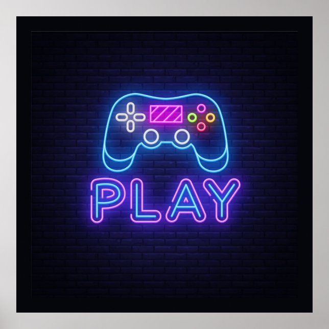 Poster Neon Play Gamer (Frente)