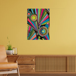Poster Neon Pop Art Deco: Electric Geometric Radio Waves 