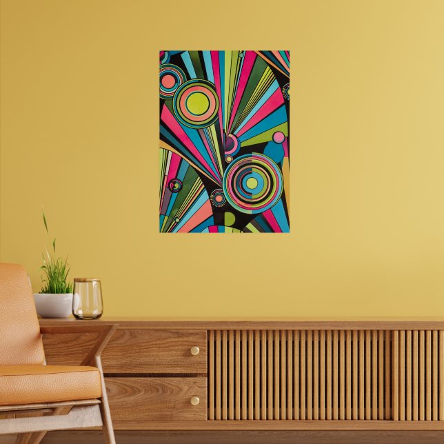 Poster Neon Pop Art Deco: Electric Geometric Radio Waves  (Sala de Estar 2)