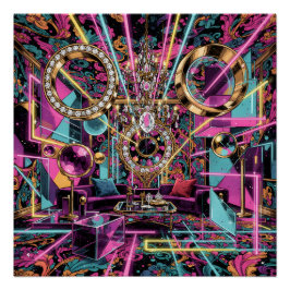 Pôster Neon Psychedelic Luxury Lounge Art