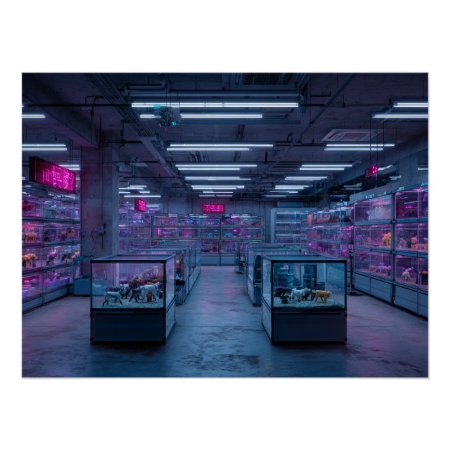 Pôster Neon Purple Cyber Arcade Interior (Frente)