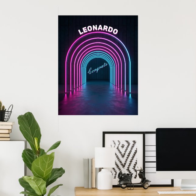 Poster Neon Purple E Blue Archway (Escritório em casa)