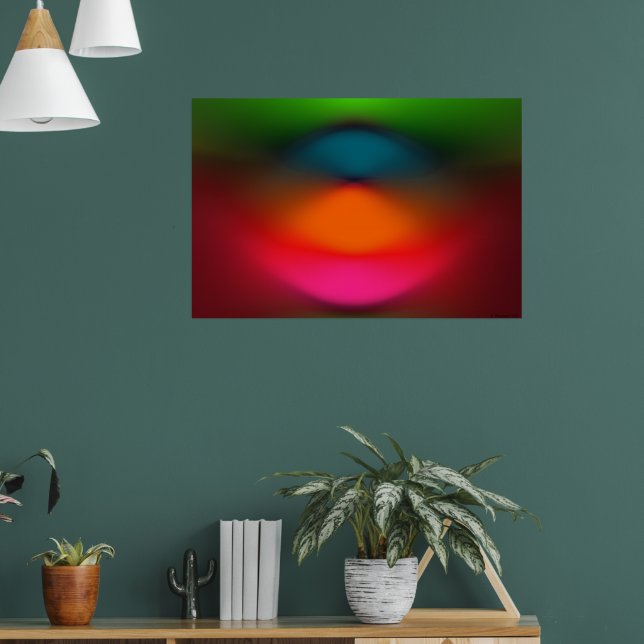 Poster Neon Red Pink Orange Green Abstract (Sala de Estar 1)