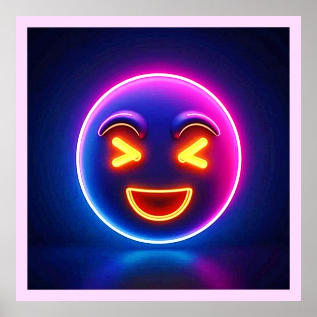 Poster Neon Rindo Emoji Joy (Frente)