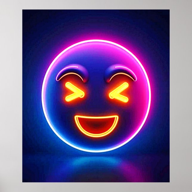 Poster Neon Rindo Emoji Joy (Frente)