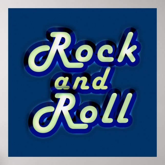Pôster Neon Rock and Roll (Frente)