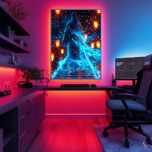 Poster Neon Ronin - O Fantasma do Samurai Cibernético